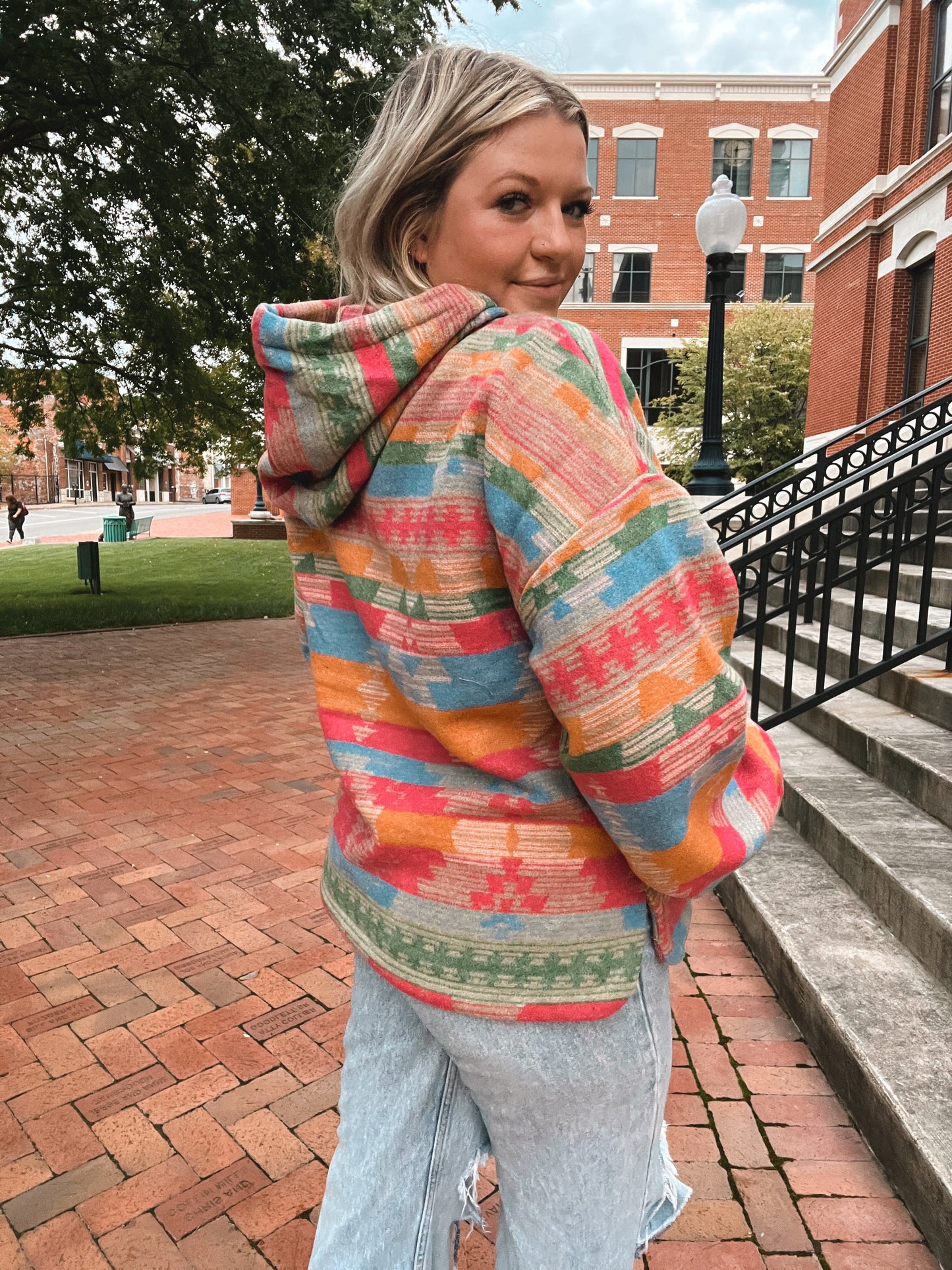 Pink Mix Aztec Hoodie