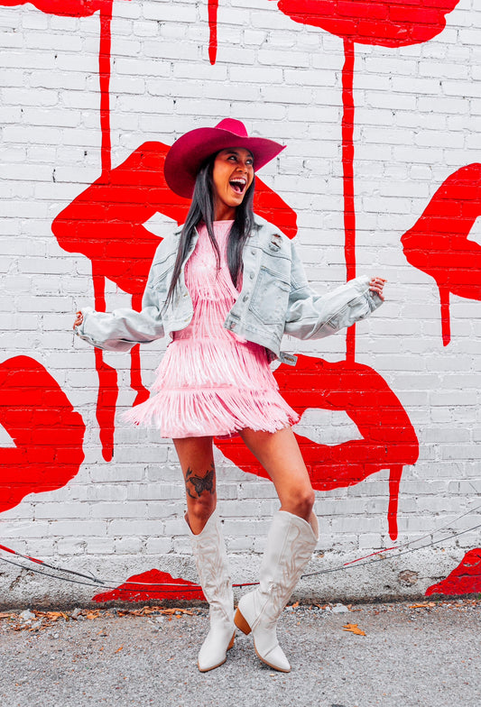 Pink Fringe Romper