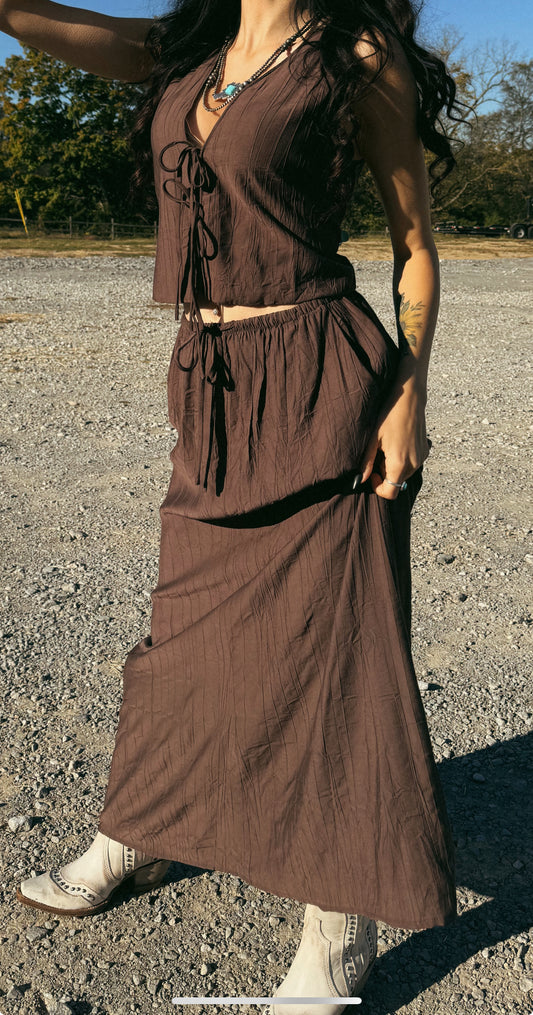 Chocolate Brown Maxi Skirt