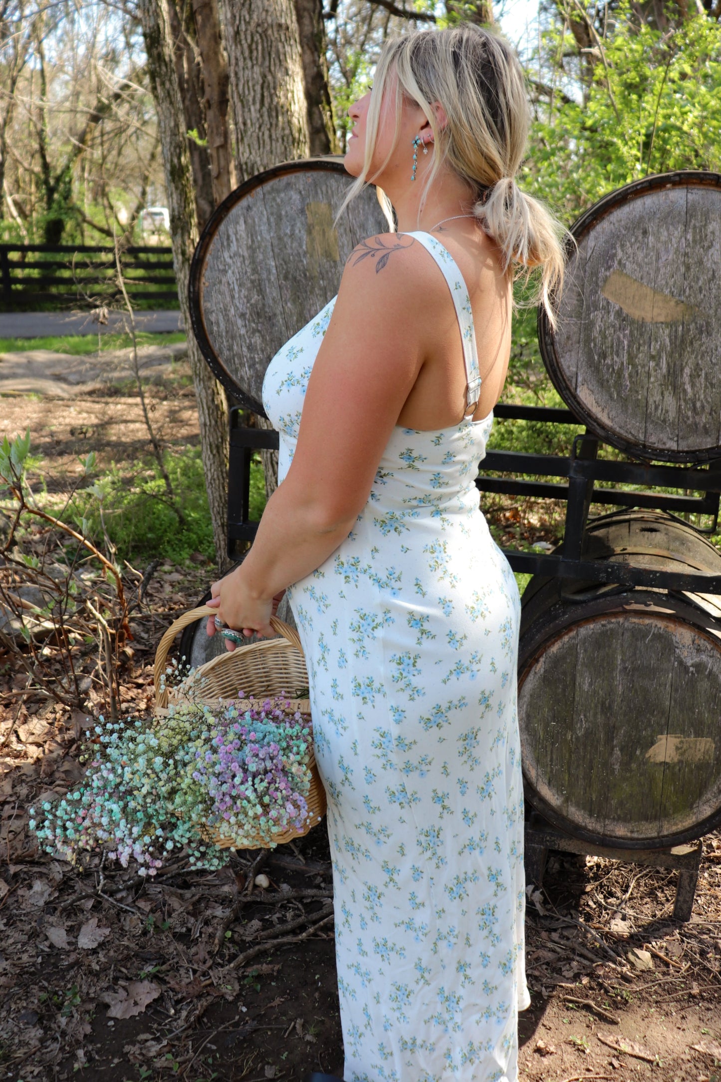 Blue Floral Midi Dress