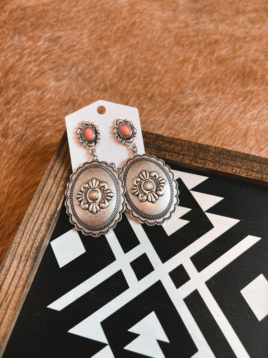 Pink Stone Concho Earrings