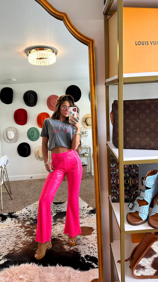 Neon Pink Sequin Pants