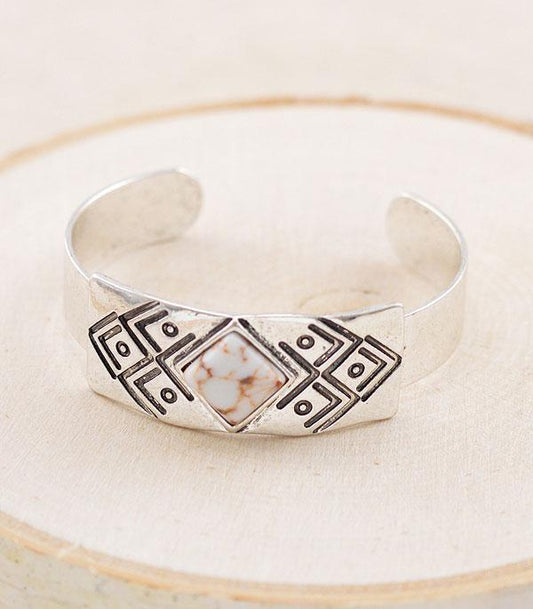 Natural Stone Stamped Cuff