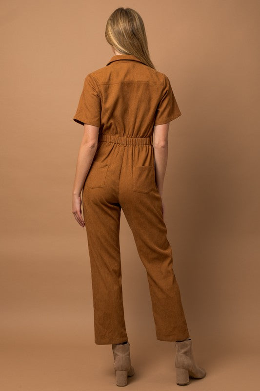 Camel Corduroy Jumpsuit