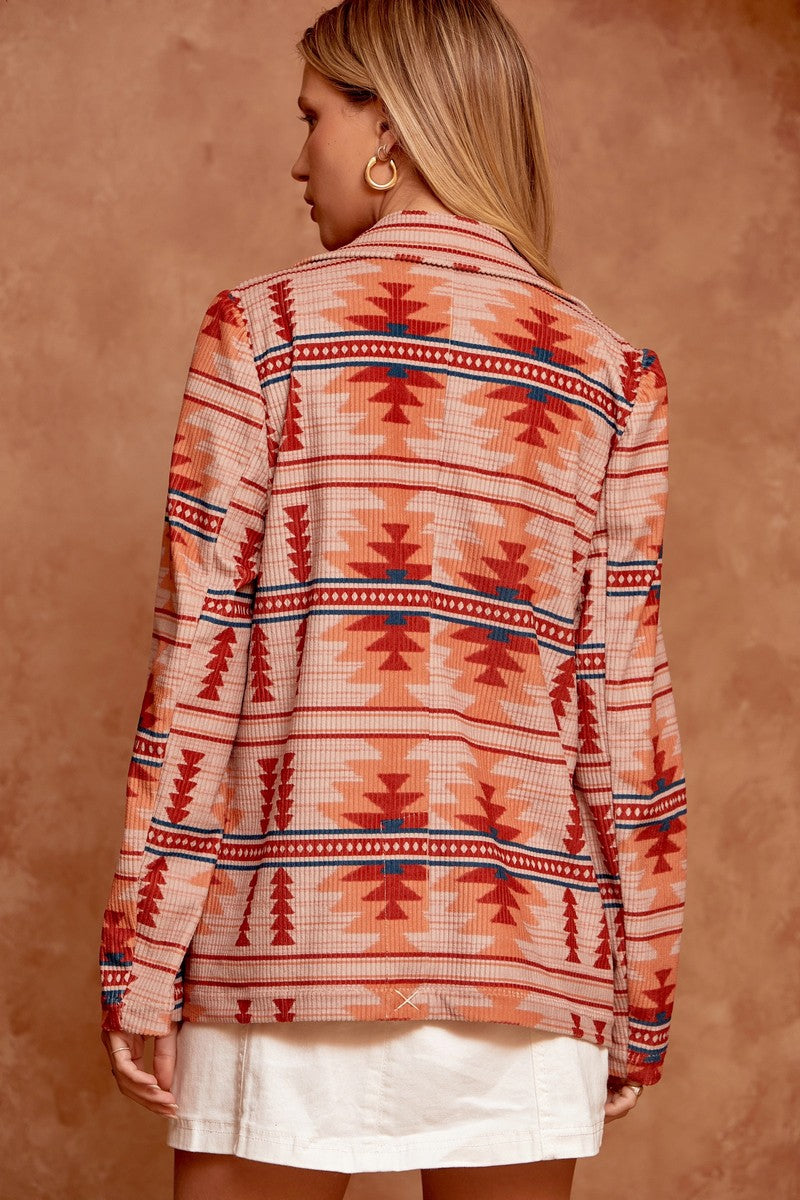 Rust Aztec Corduroy Blazer